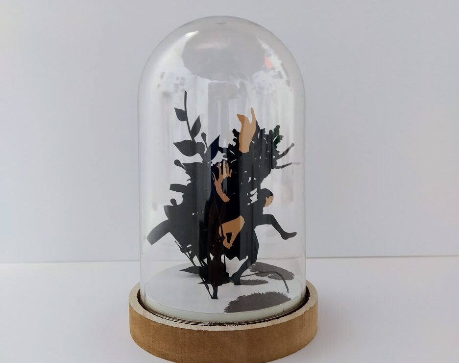 campana de cristal, papel art